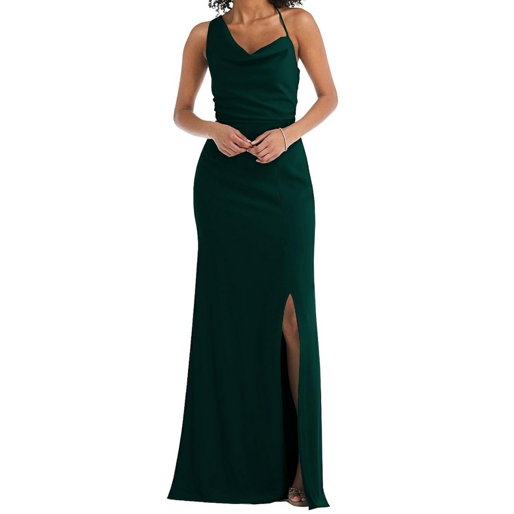 After Six One-Shoulder Draped Cowl-Neck Maxi Dress - Size 4 - Picture 1 of 3